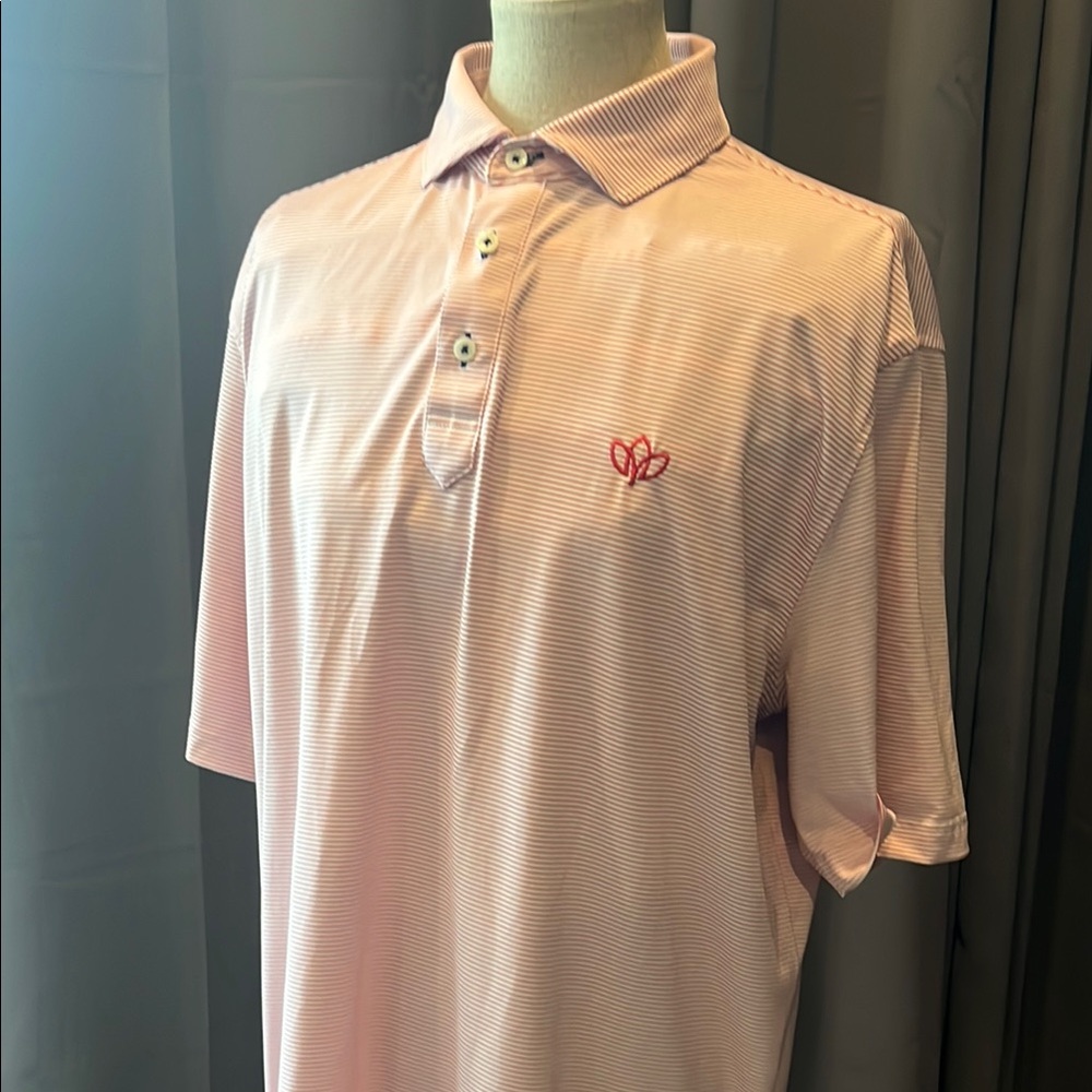 Stitch Men's Pink and White Polo Shirt